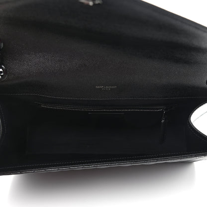 Saint Laurent Grain De Poudre Textured Mixed Matelasse Large Triquilt Monogram Monochrome Satchel Black 5 of 11