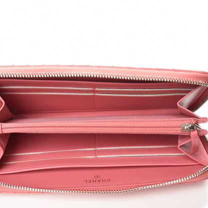Chanel Caviar Chevron Large Gusset Zip Around Wallet Pink 5 of 9