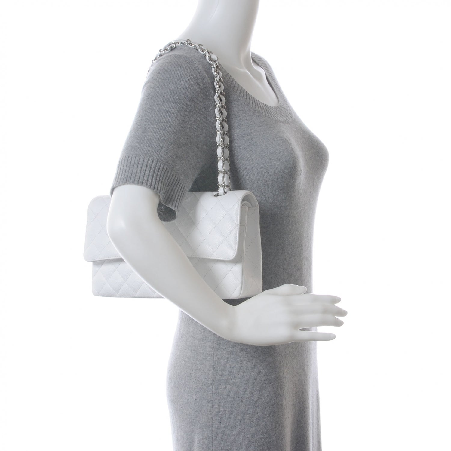 Chanel Caviar Quilted Medium Double Flap White 2 of 8