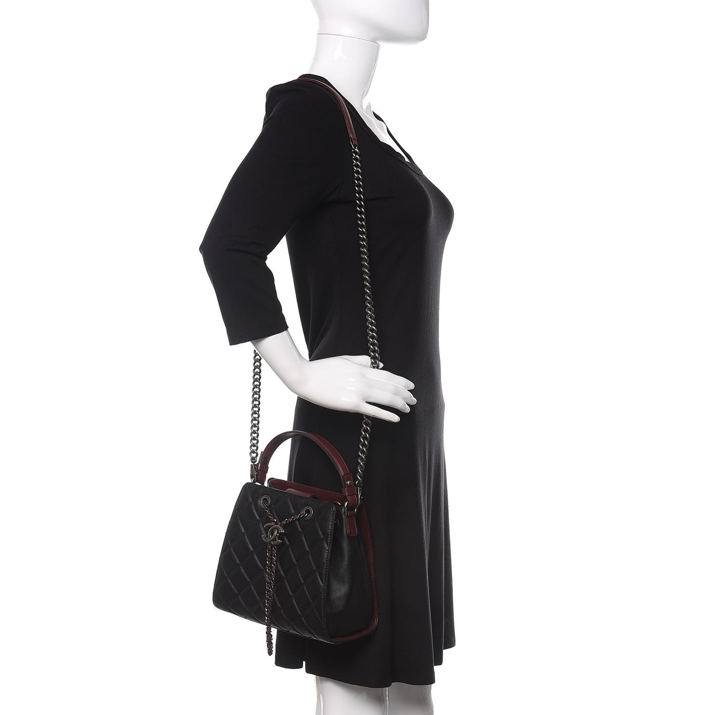 Caviar Quilted Small CC Bucket Bag Black