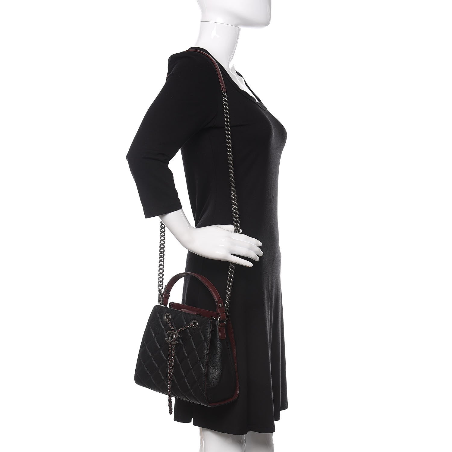 Chanel Caviar Quilted Small CC Bucket Bag Black 2 of 11