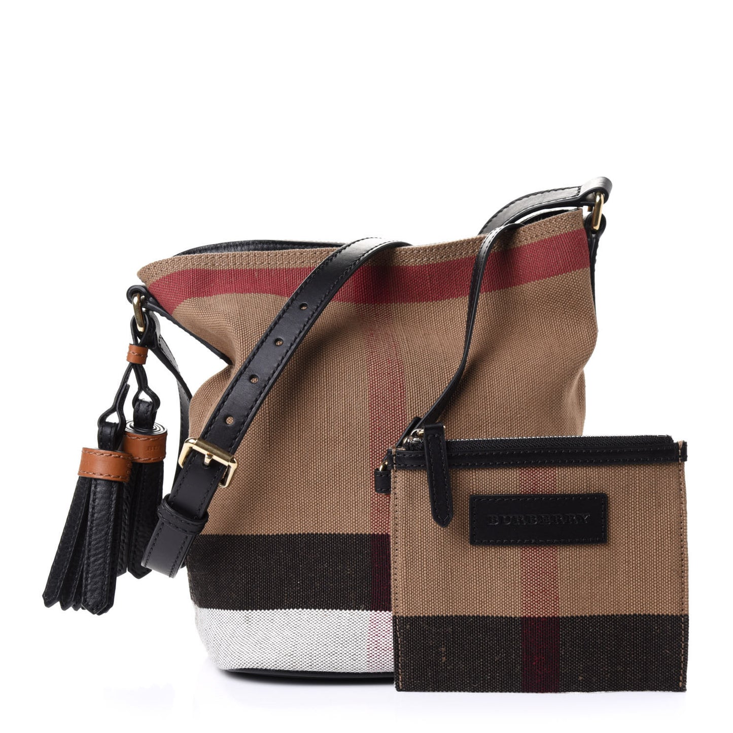 Canvas Mega Check Mini Ashby Tassel Crossbody Black