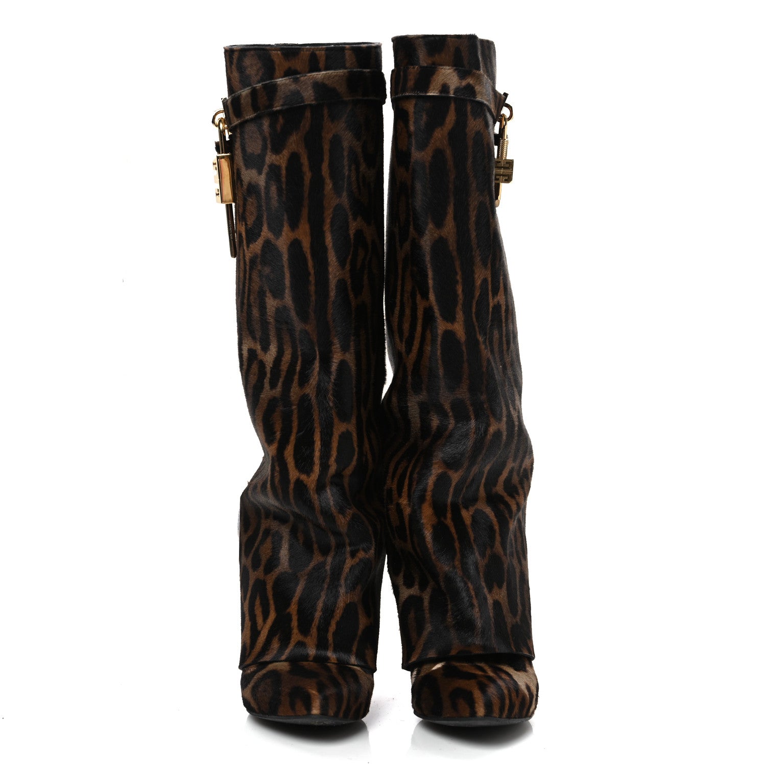 Givenchy Calf Hair Leopard Print Shark Lock Pant Boots 40 Black