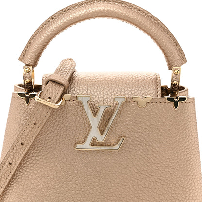Louis Vuitton Metallic Taurillon Embellished Flower Crown Mini Capucines Gold 7 of 9