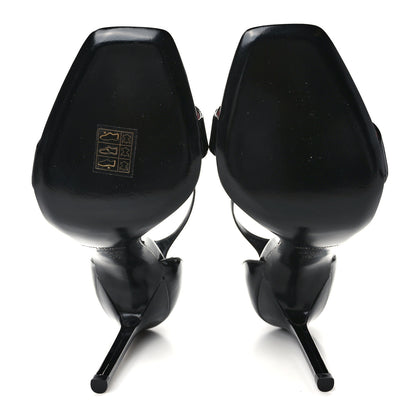 Saint Laurent Patent Calfskin Amber 105 Ankle Strap Sandals 39 Black 5 of 8