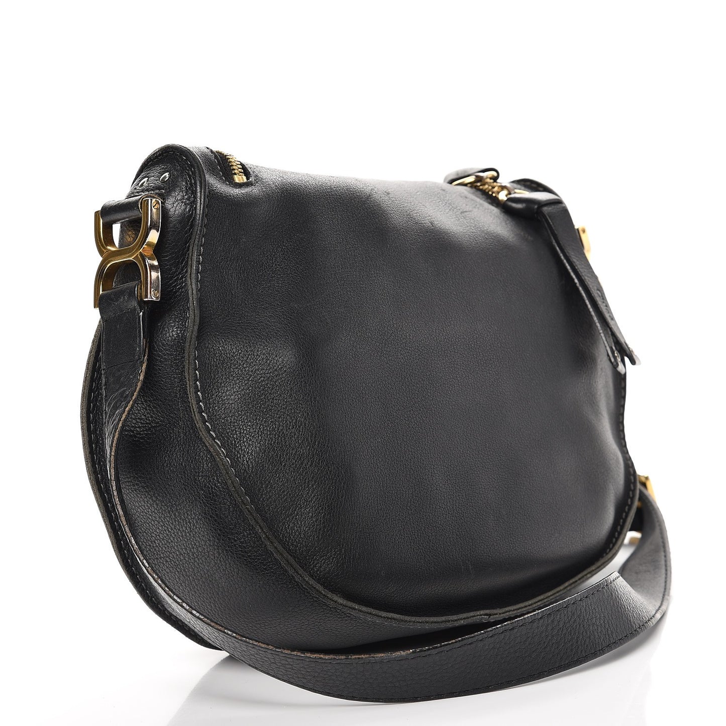 Calfskin Medium Marcie Round Zip Crossbody Bag Angora Beige