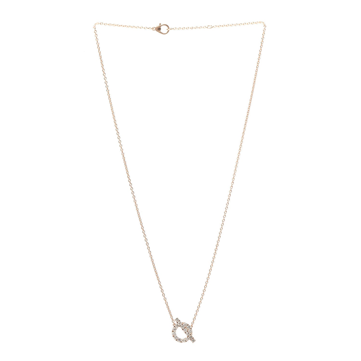 Hermes 18K Rose Gold Diamond Finesse Pendant Necklace 3 of 5