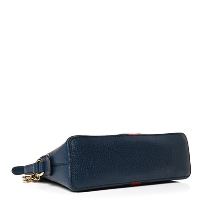 Gucci Textured Dollar Calfskin Web Small Ophidia Dome Shoulder Bag Blue Agata 4 of 13