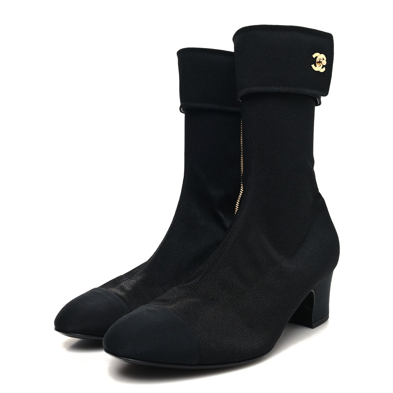 Chanel Crepe Satin CC Turnlock Ankle Boots 40.5 Black 3 of 7