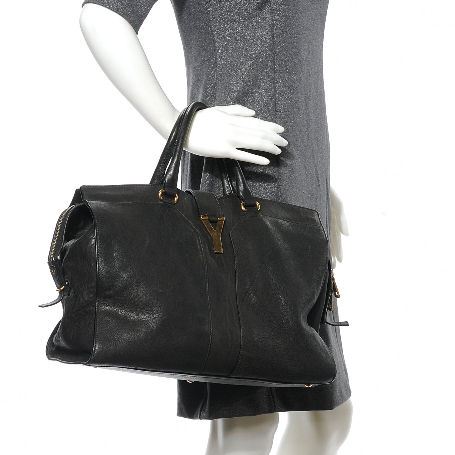Saint Laurent Leather Large Cabas Chyc Black 2 of 8