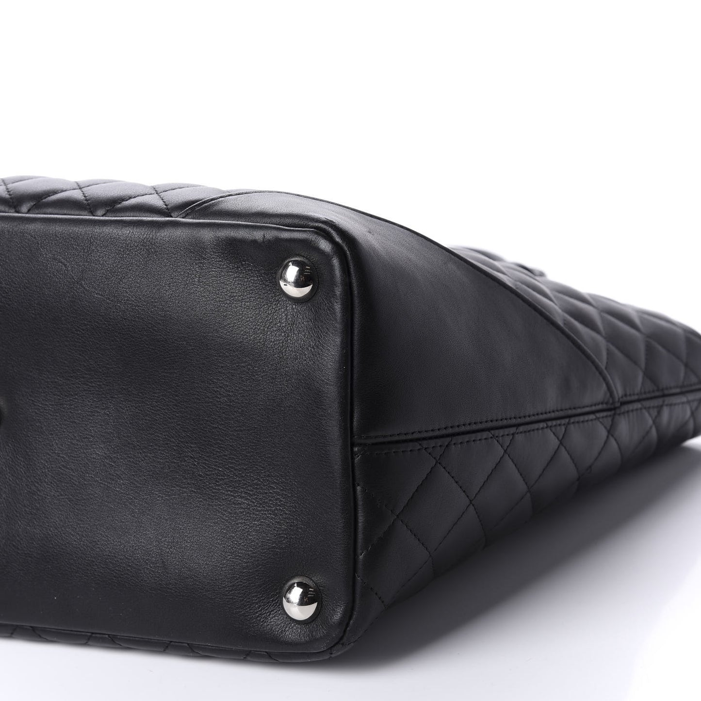 Calfskin Quilted Large Cambon Tote Black White