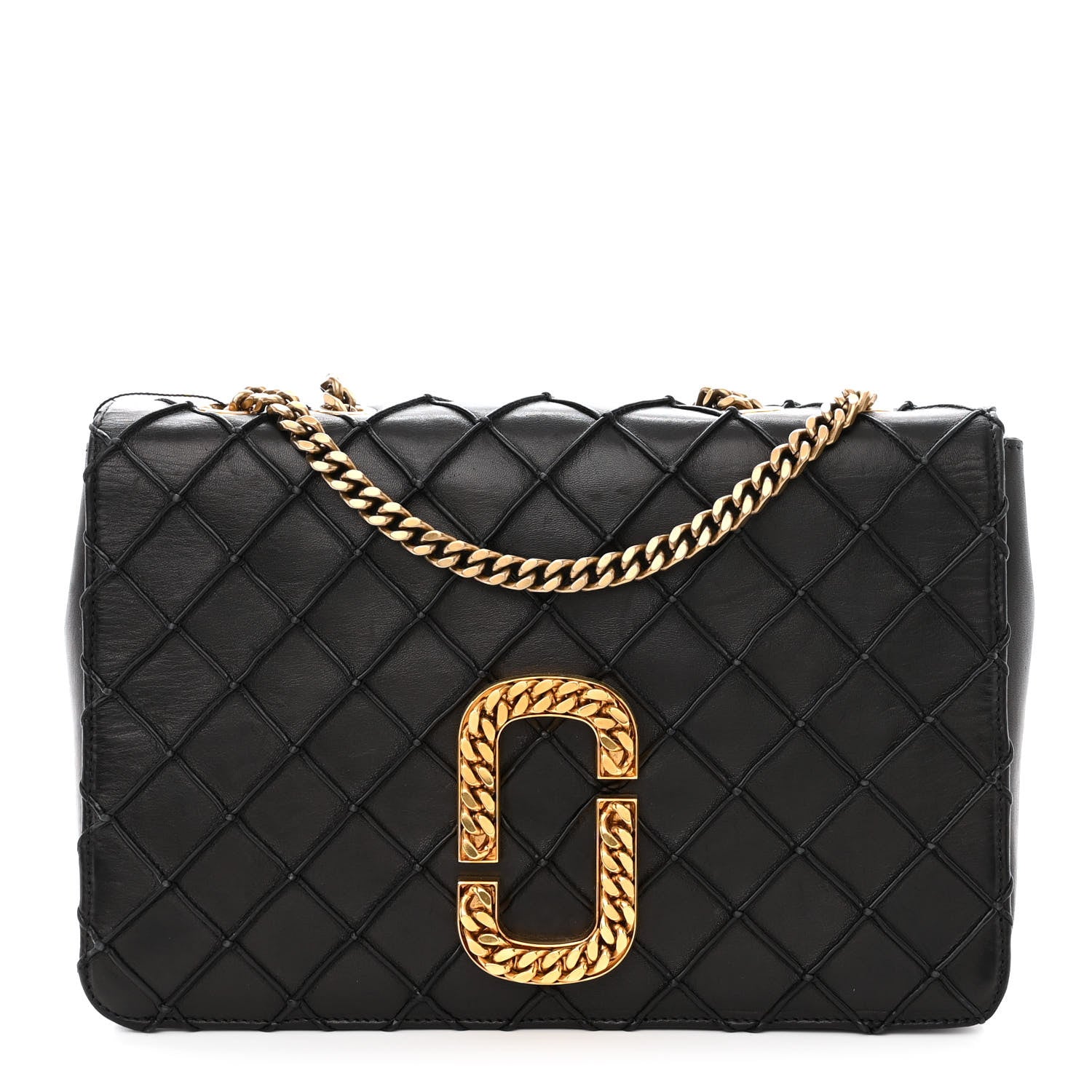 Marc Jacobs Lambskin Quilted Double Stitched The St Marc Trouble Shoulder Bag Black 1 of 11