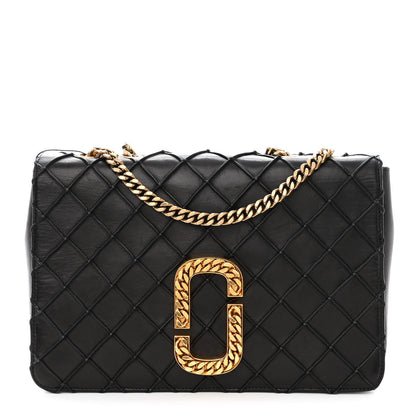 Marc Jacobs Lambskin Quilted Double Stitched The St Marc Trouble Shoulder Bag Black 1 of 11