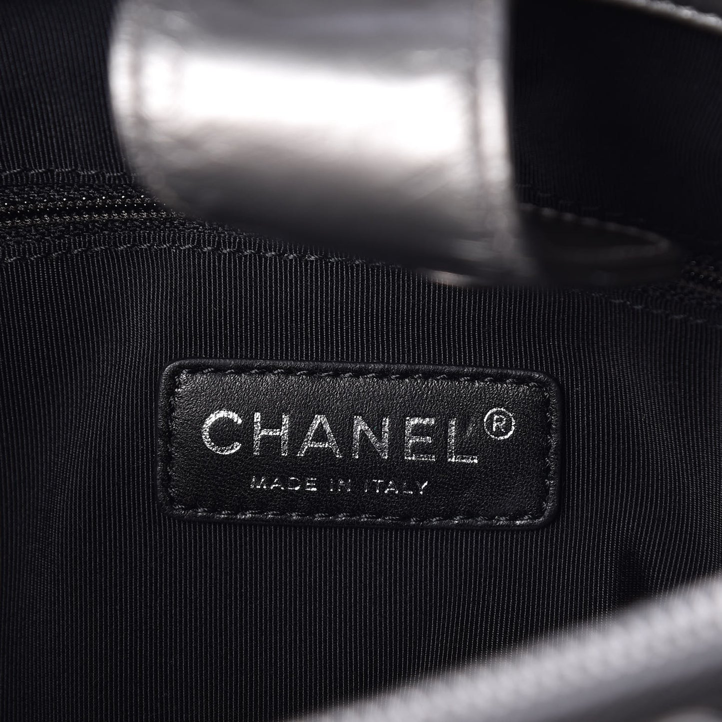 Metallic Aged Calfskin Quilted Small Chain Me Tote Silver