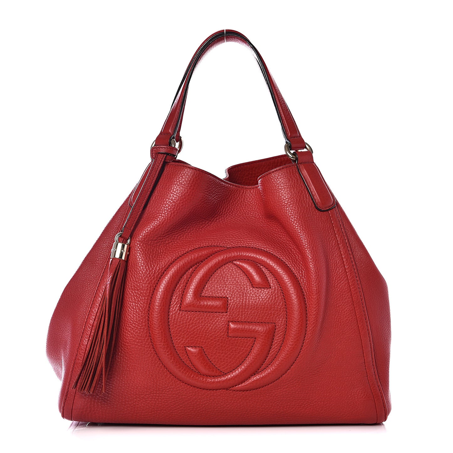 Pebbled Calfskin Medium Soho Shoulder Bag Red