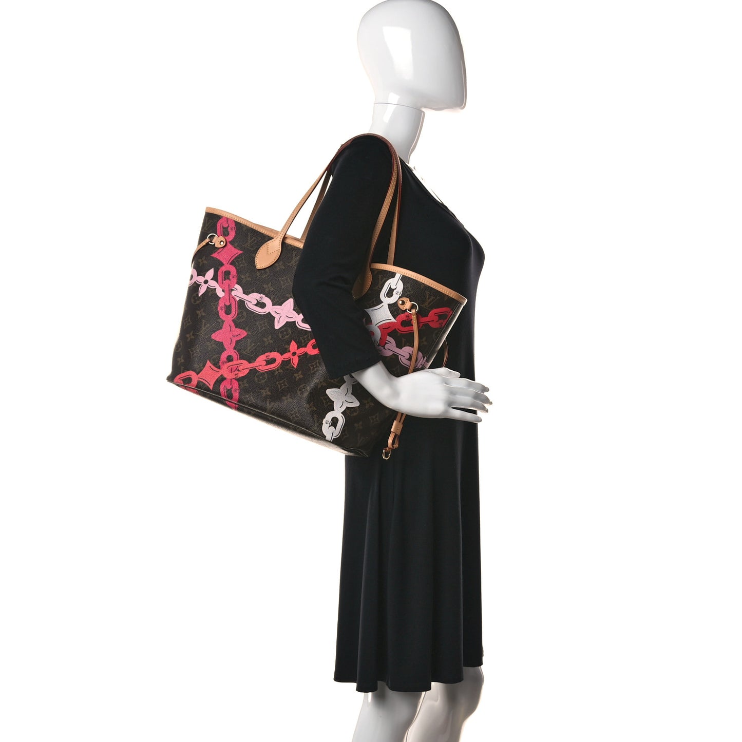 Monogram Bay Neverfull MM Rose Ballerine Poppy