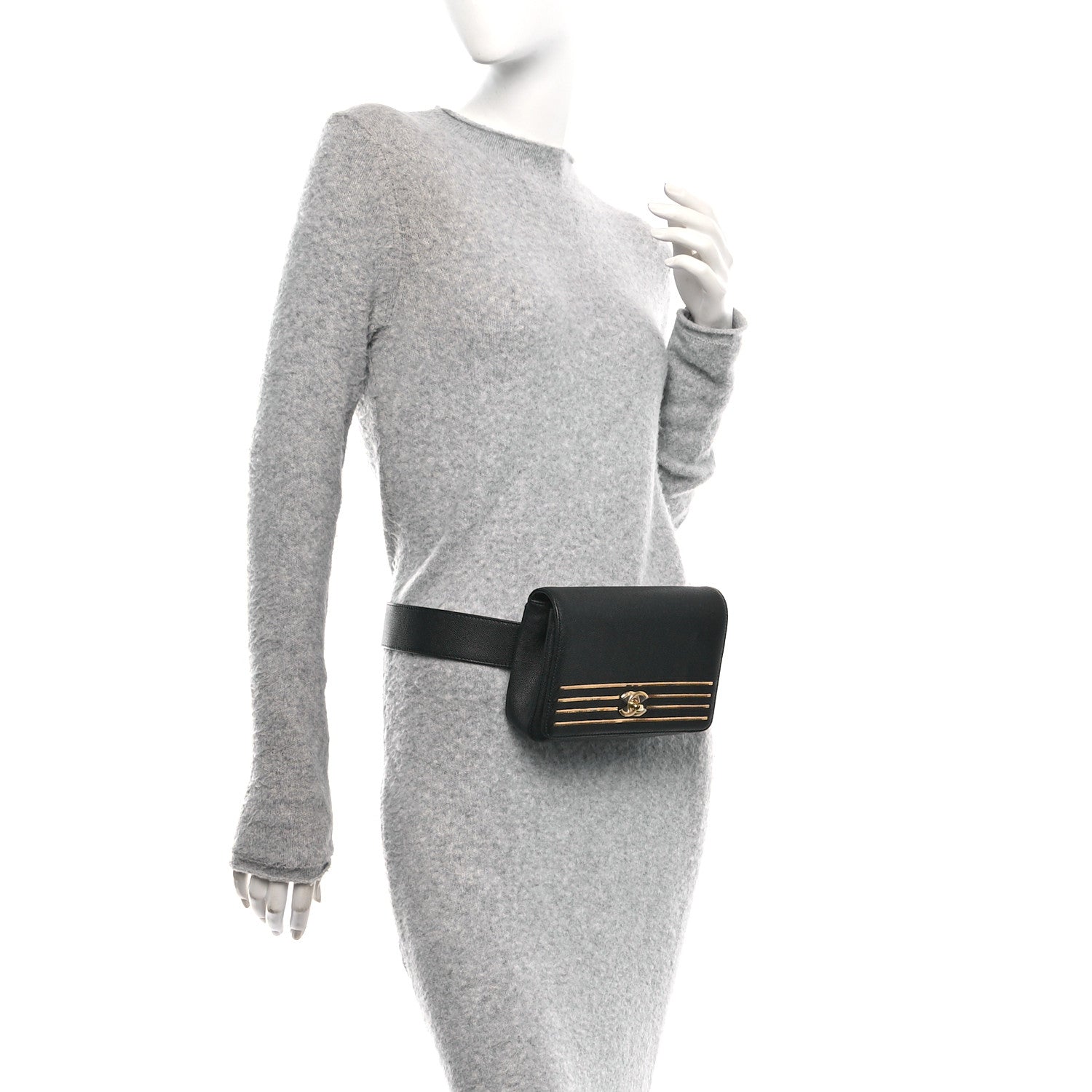 Chanel Grained Calfskin Embroidered Captain Gold Belt Bag Black 2 of 13