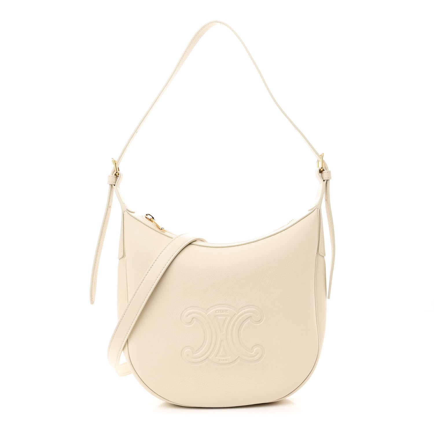 Celine Supple Calfskin Cuir Triomphe Small Heloise Shoulder Bag White Cotton 1 of 11