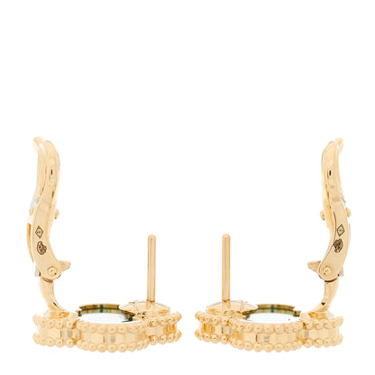 Van Cleef & Arpels 18K Yellow Gold Malachite Vintage Alhambra Earrings 3 of 5