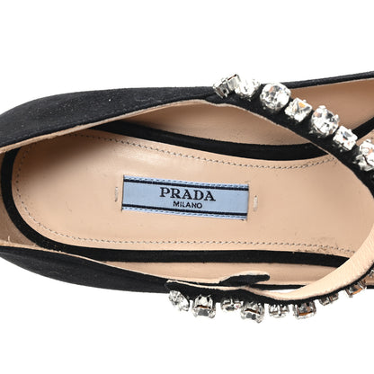 Prada Camoscio Crystal Pumps 37 Black 8 of 9