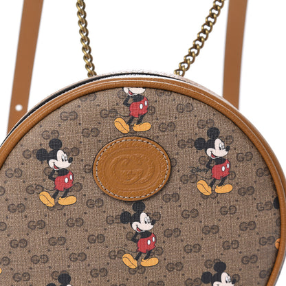 Gucci X DISNEY Mini Vintage GG Supreme Monogram Mickey Mouse Round Backpack Beige Vintage Sun Oil 9 of 10