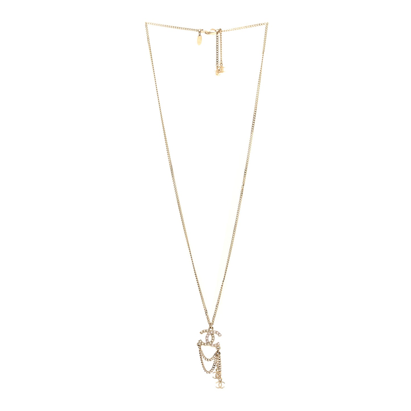 Pearl Crystal CC Chain Necklace Gold Pink