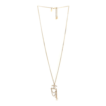 Chanel Pearl Crystal CC Chain Necklace Gold Pink 3 of 5