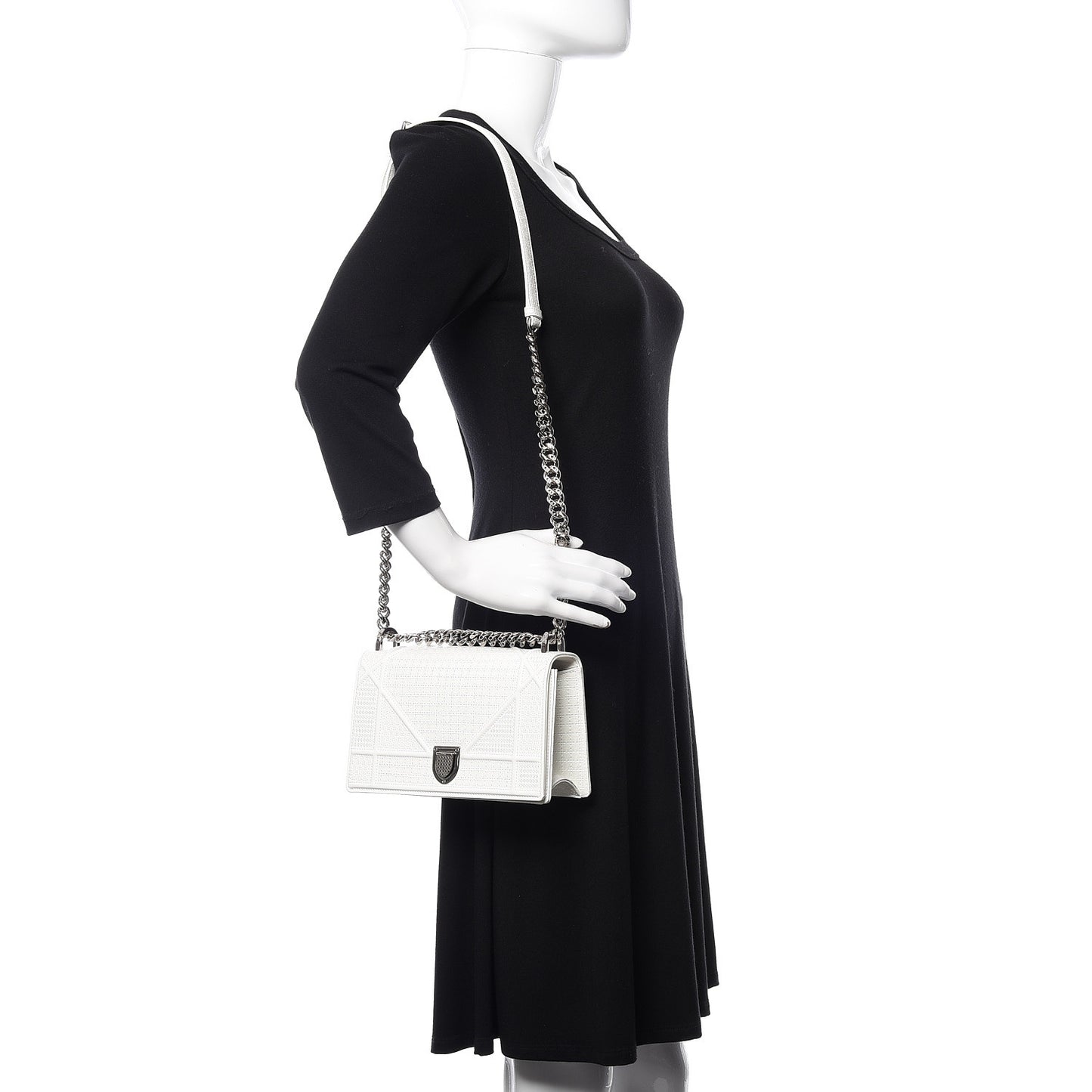 Patent Micro-Cannage Small Diorama Flap Bag White