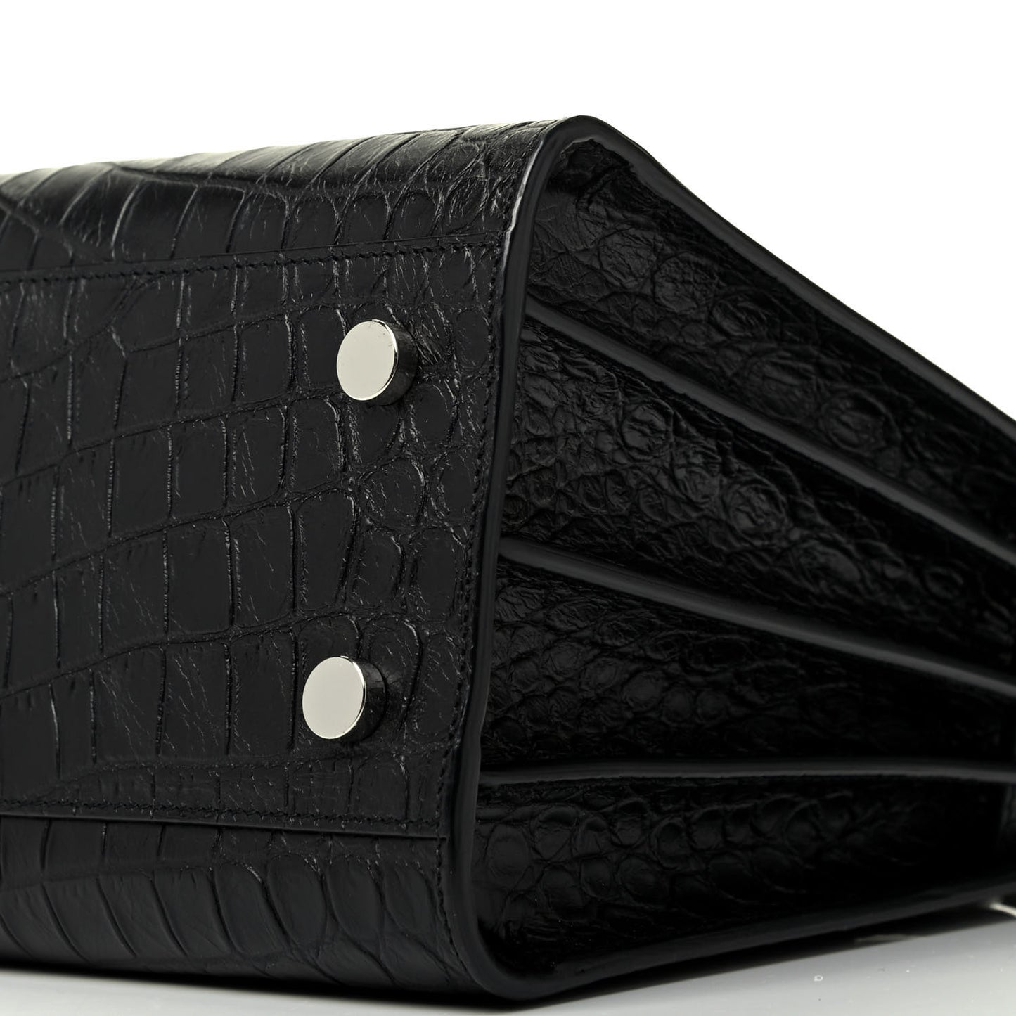 Calfskin Crocodile Embossed Baby Sac De Jour Black
