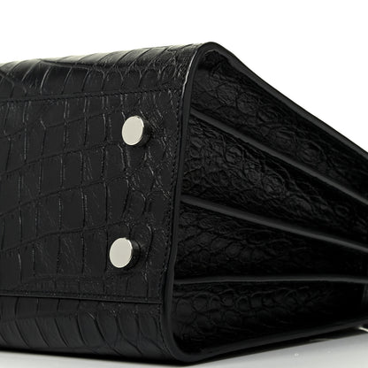 Saint Laurent Calfskin Crocodile Embossed Baby Sac De Jour Black 10 of 10