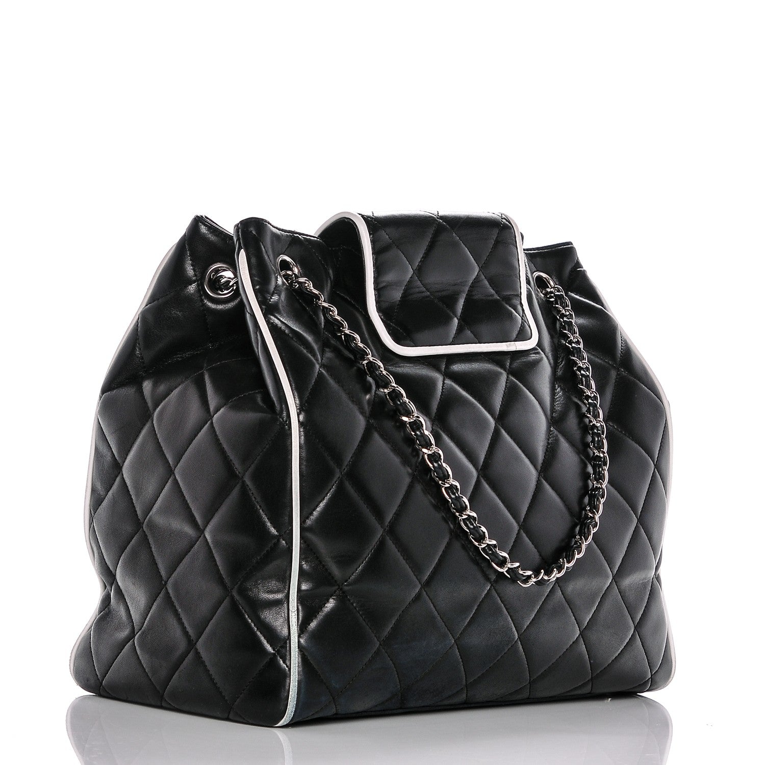 Chanel Lambskin Quilted CC Shopping Tote Black 2 of 7
