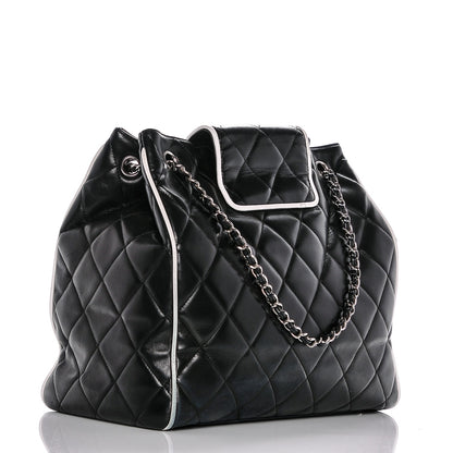 Chanel Lambskin Quilted CC Shopping Tote Black 2 of 7