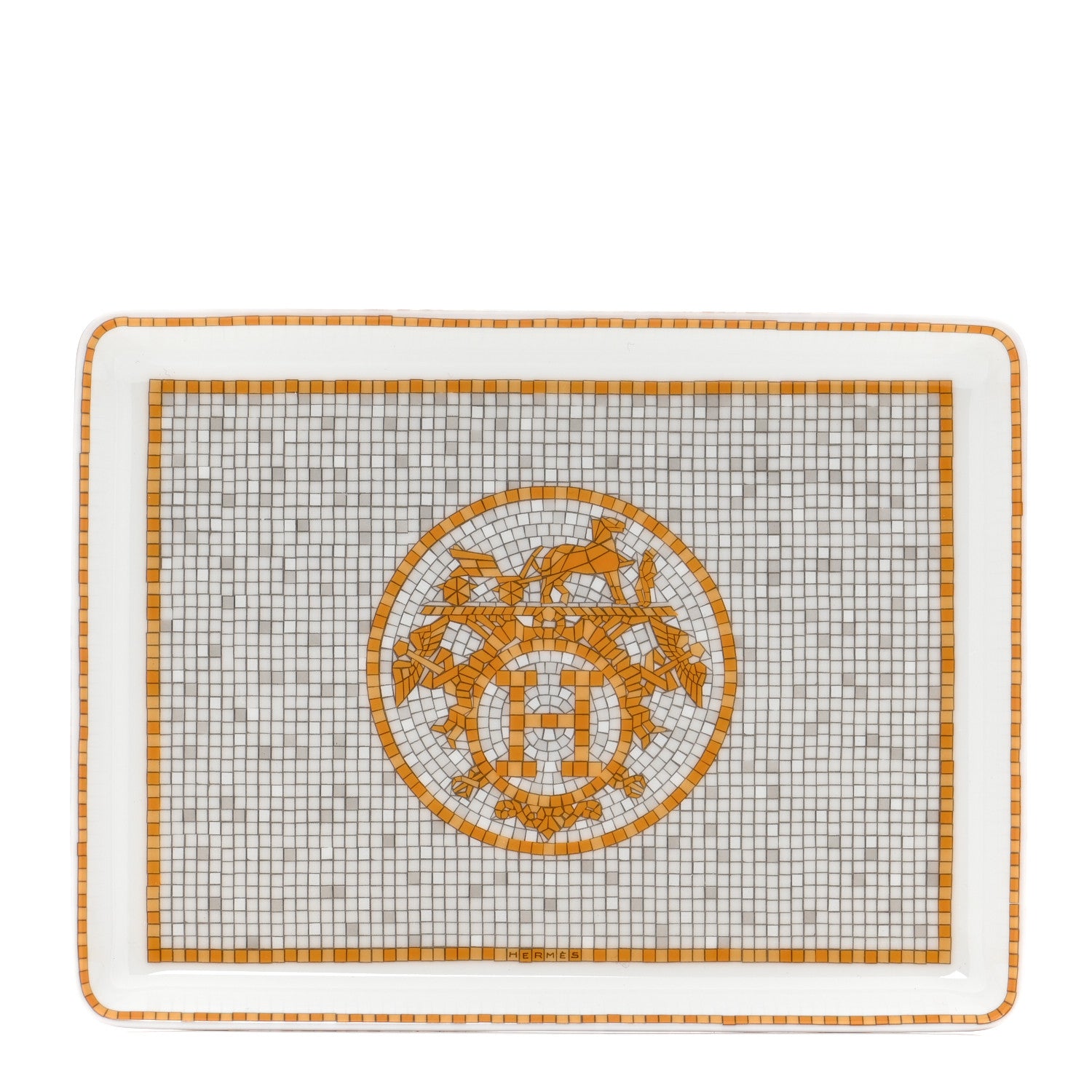 Hermes Porcelain Mosaique au 24 Gold Sushi Plate 1 of 4