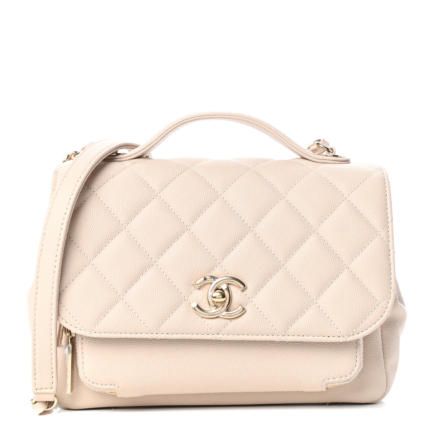 Caviar Quilted Medium Business Affinity Flap Beige