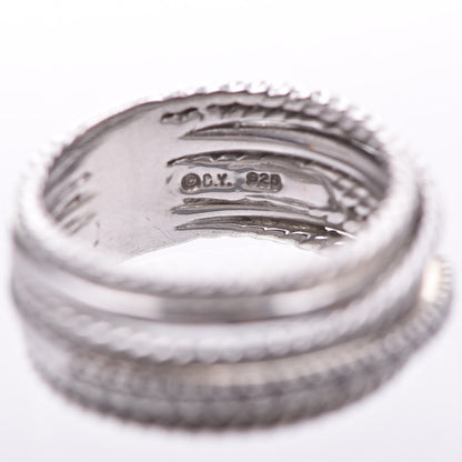 David Yurman Sterling Silver Diamond 11mm Wide Crossover Cable Ring 57 8 5 of 5