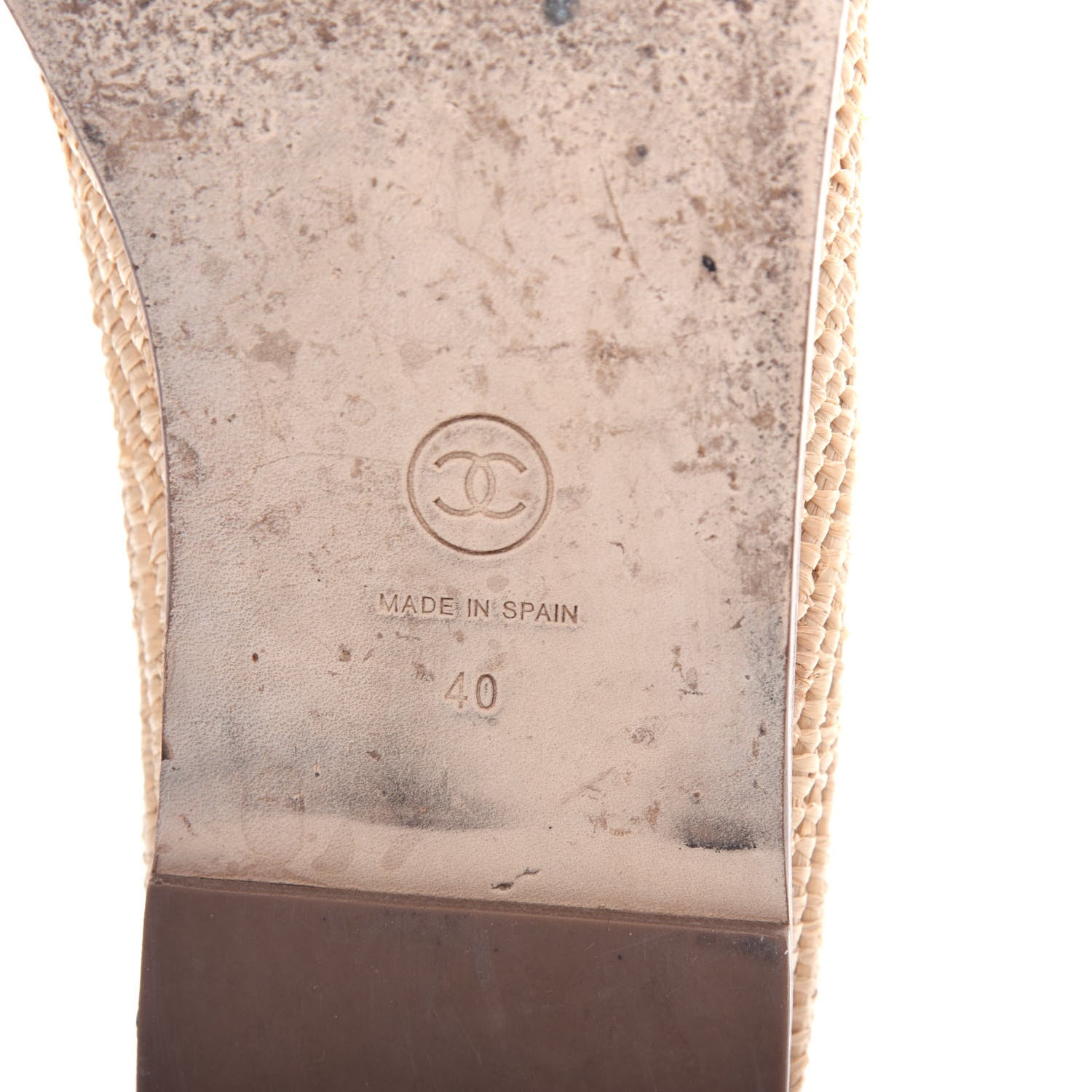 Chanel Raffia Patent Calfskin CC Espadrilles 40 Beige Black 9 of 12
