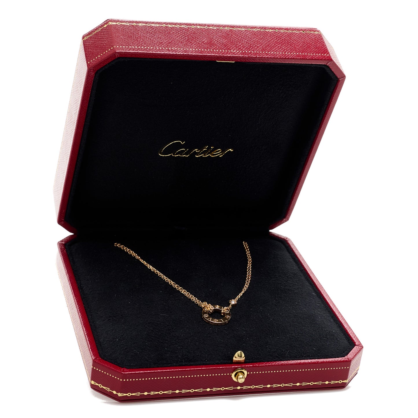 18K Pink Gold 2 Diamond LOVE Necklace