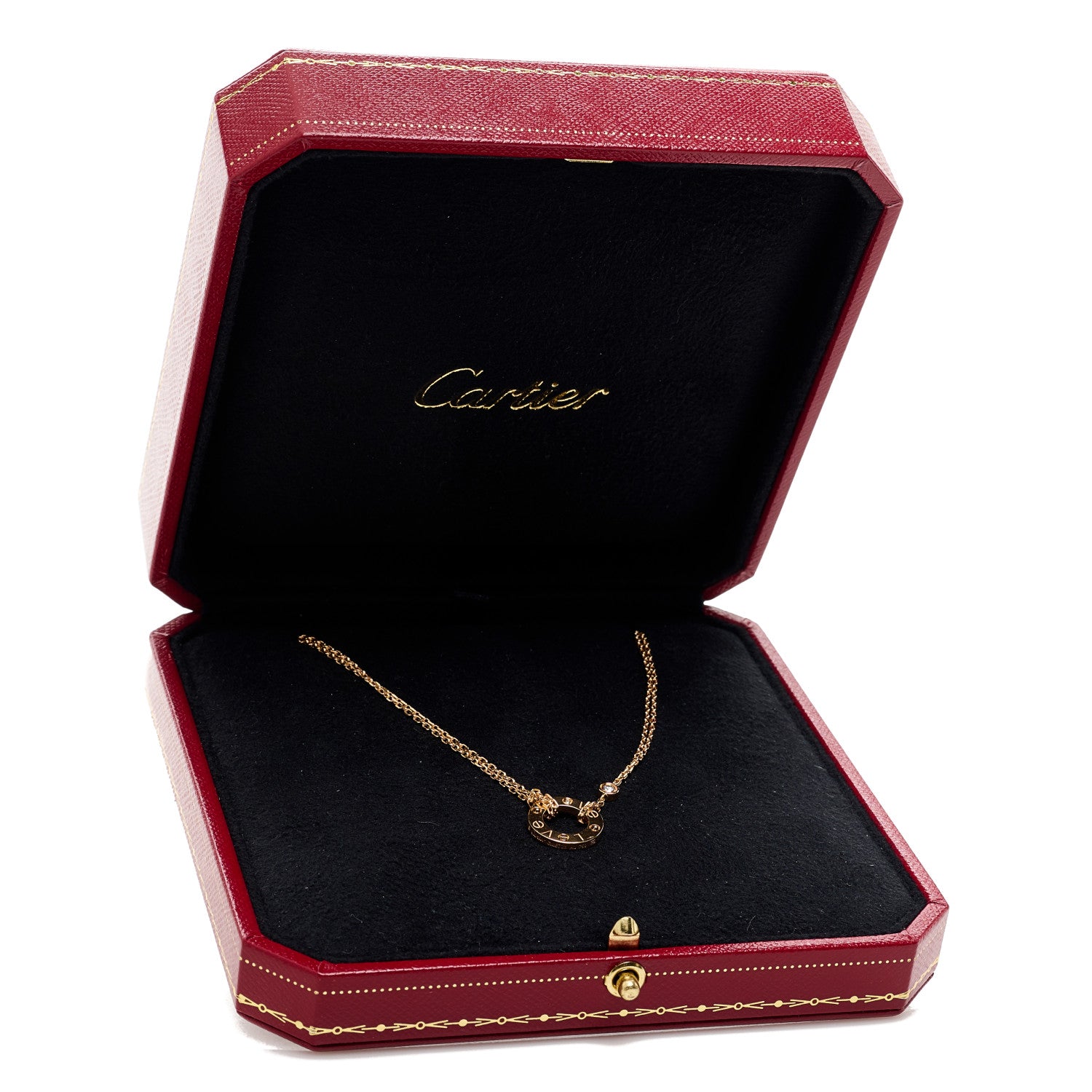 Cartier 18K Pink Gold 2 Diamond LOVE Necklace 6 of 6