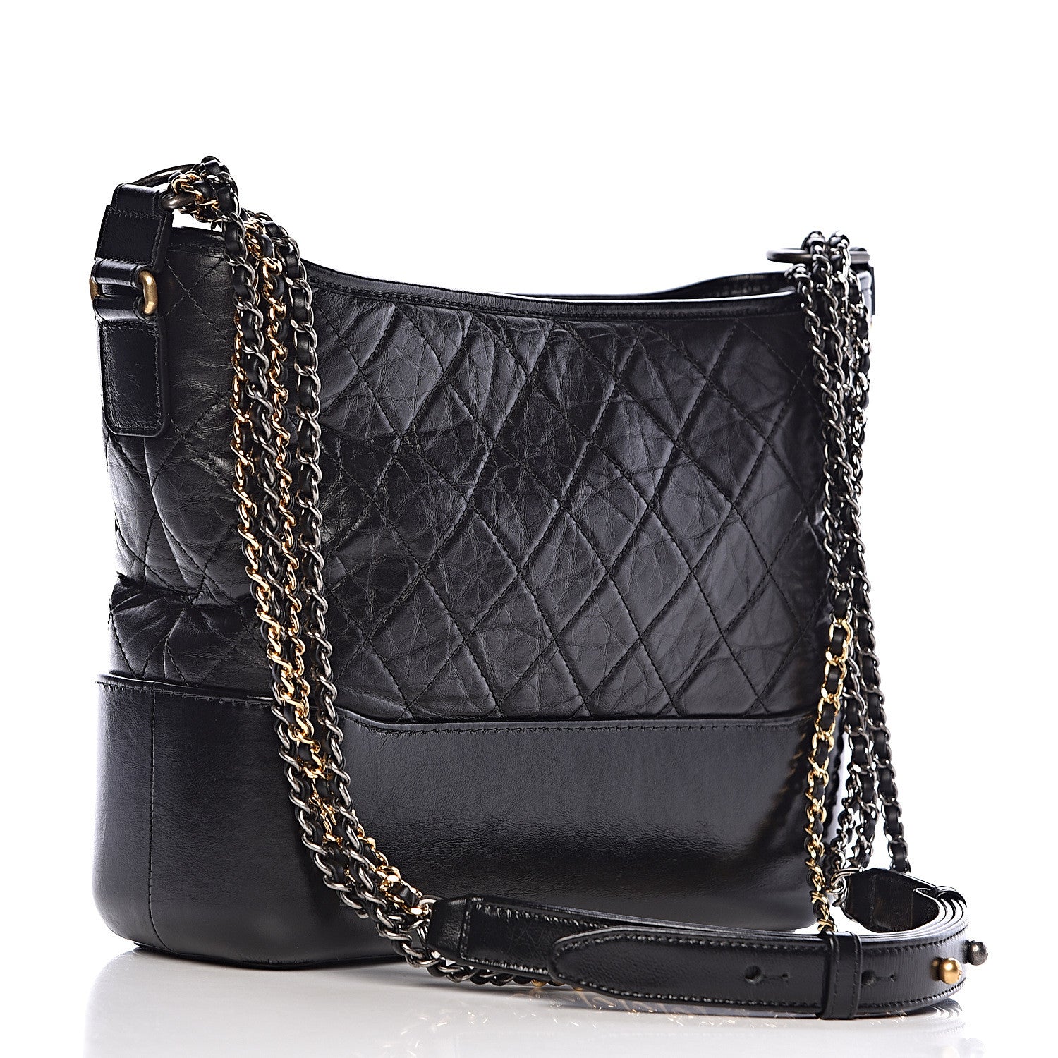 Chanel Aged Calfskin Quilted Medium Gabrielle Hobo Black 3 of 11