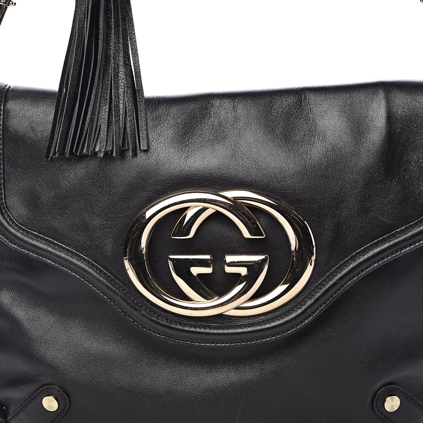 Calfskin Medium Britt Tassel Shoulder Bag Black