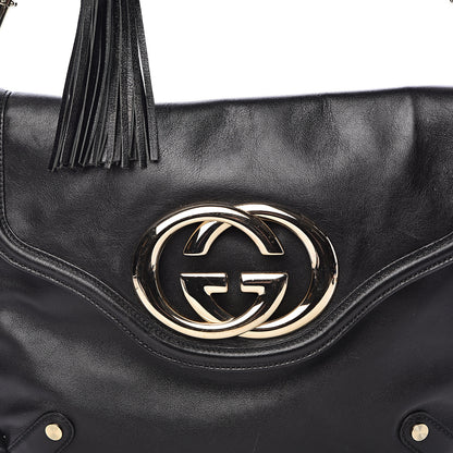 Gucci Calfskin Medium Britt Tassel Shoulder Bag Black 13 of 15