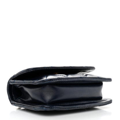 Chanel Shiny Lambskin Quilted Extra Mini Flap Navy Blue 4 of 10