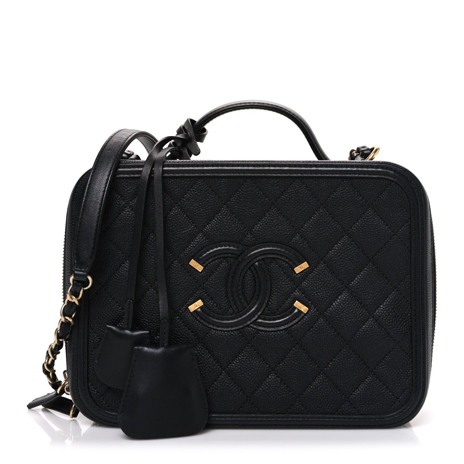 Chanel Caviar Quilted Large CC Filigree Vanity Case Black 1 of 12