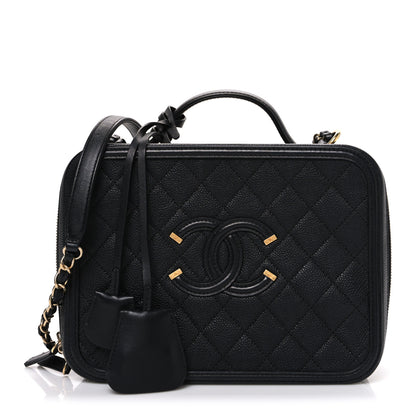 Chanel Caviar Quilted Large CC Filigree Vanity Case Black 1 of 12