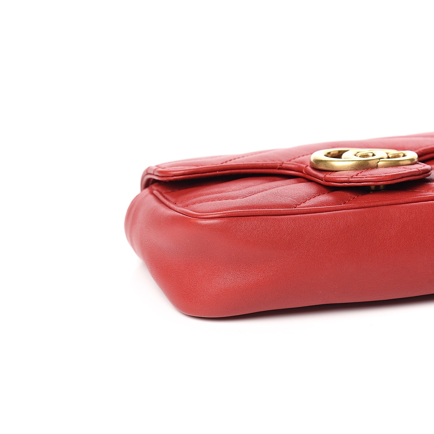 Gucci Calfskin Matelasse Super Mini GG Marmont Shoulder Bag Hibiscus Red 6 of 8