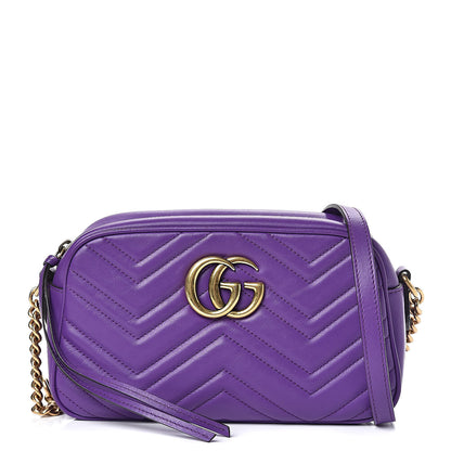 Gucci Calfskin Matelasse Small GG Marmont Chain Shoulder Bag Shine Purple 1 of 14