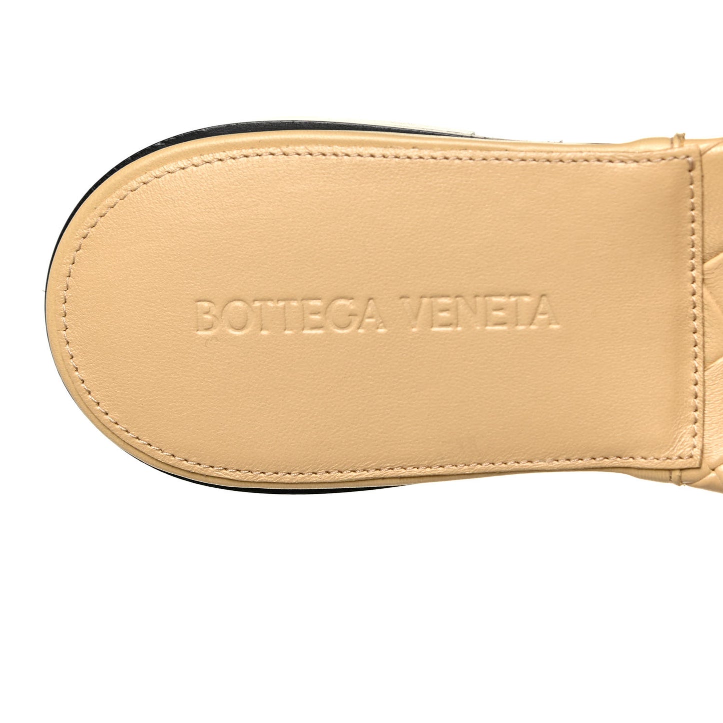 Nappa Maxi Intrecciato Lido Flat Sandals 38 Cane Sugar