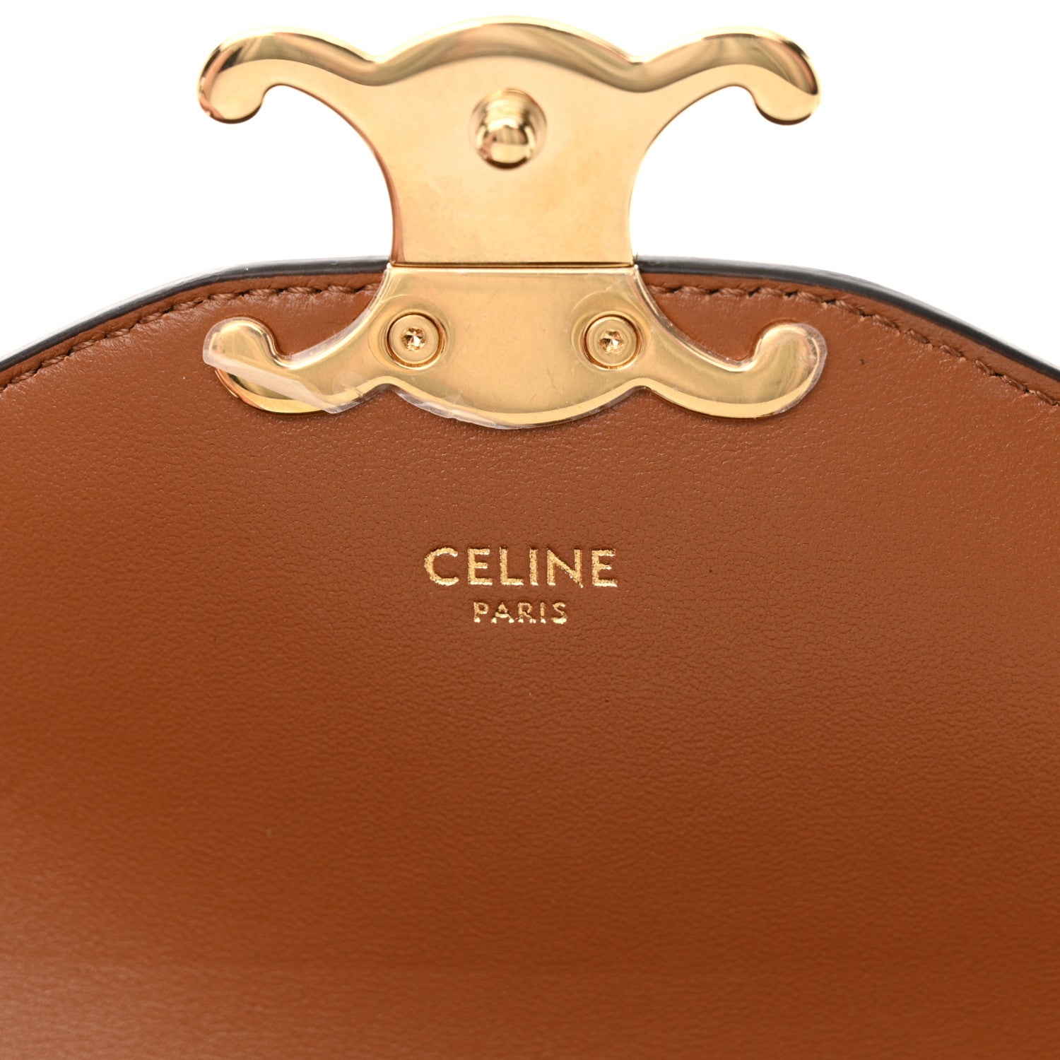 Celine Triomphe Canvas Calfskin Enveloppe Bag Tan 6 of 11