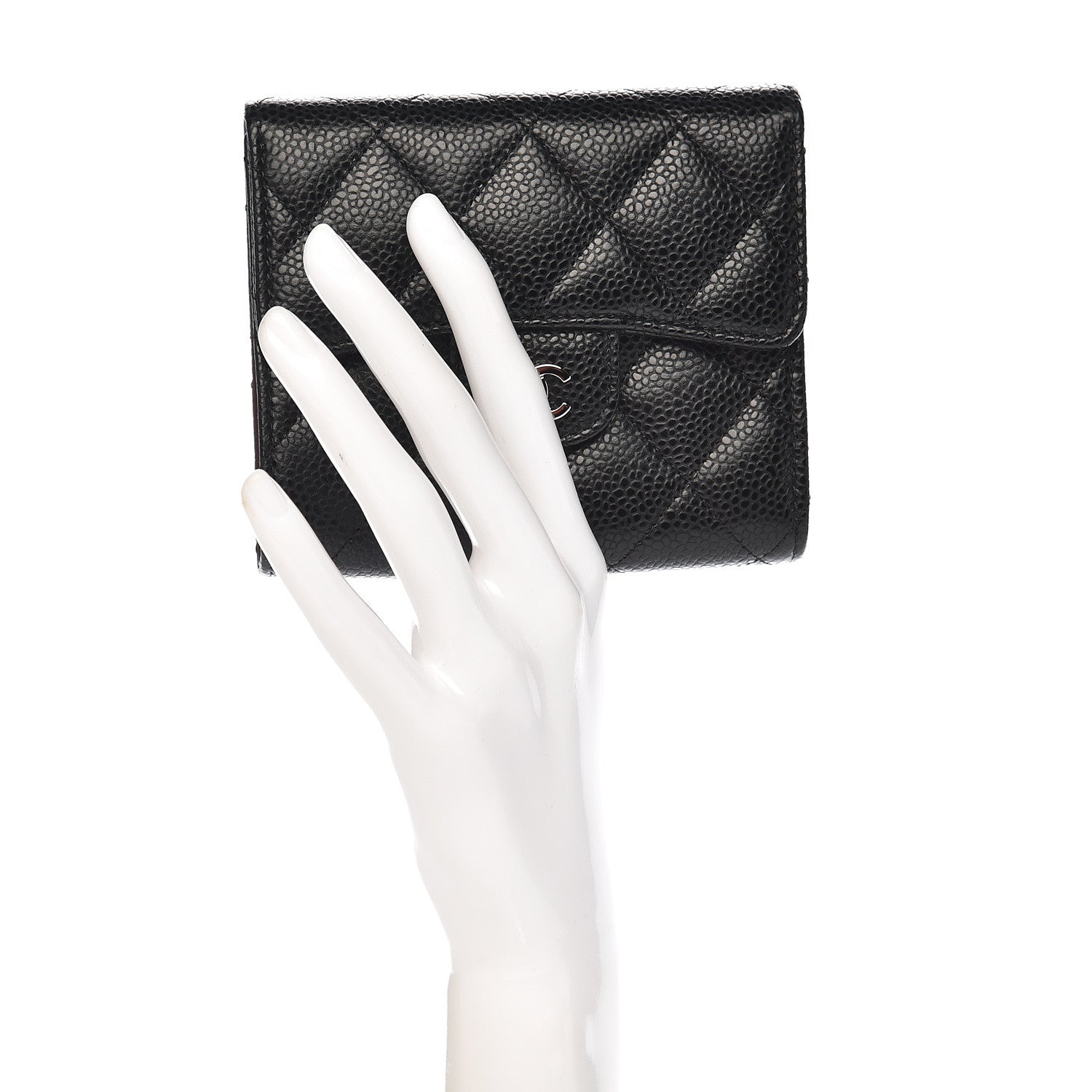 Chanel Caviar Quilted Compact Flap Wallet Black 2 of 9