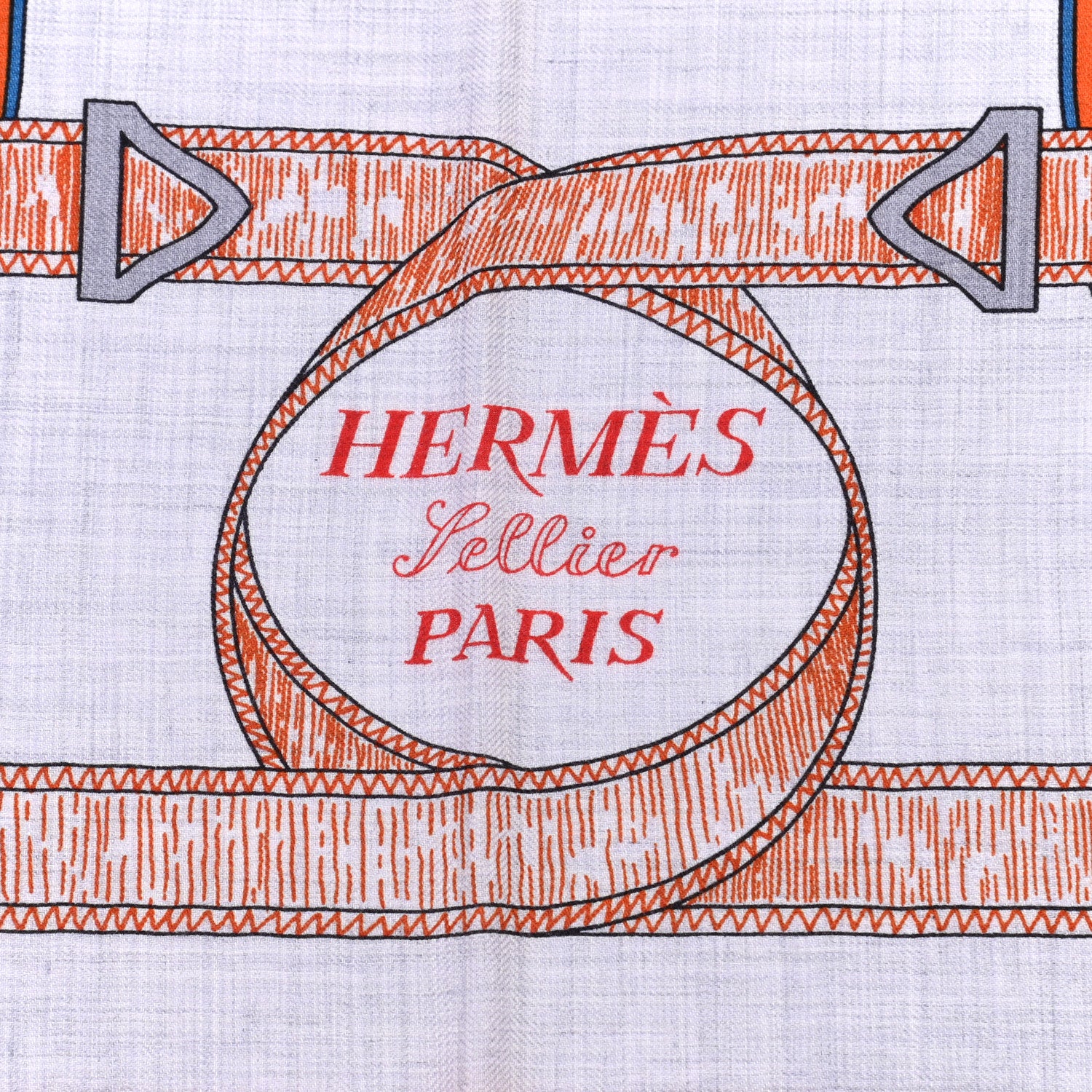 Hermes Cashmere Silk Eperon D'Or Shawl 140 Orange Gris Chine 2 of 5